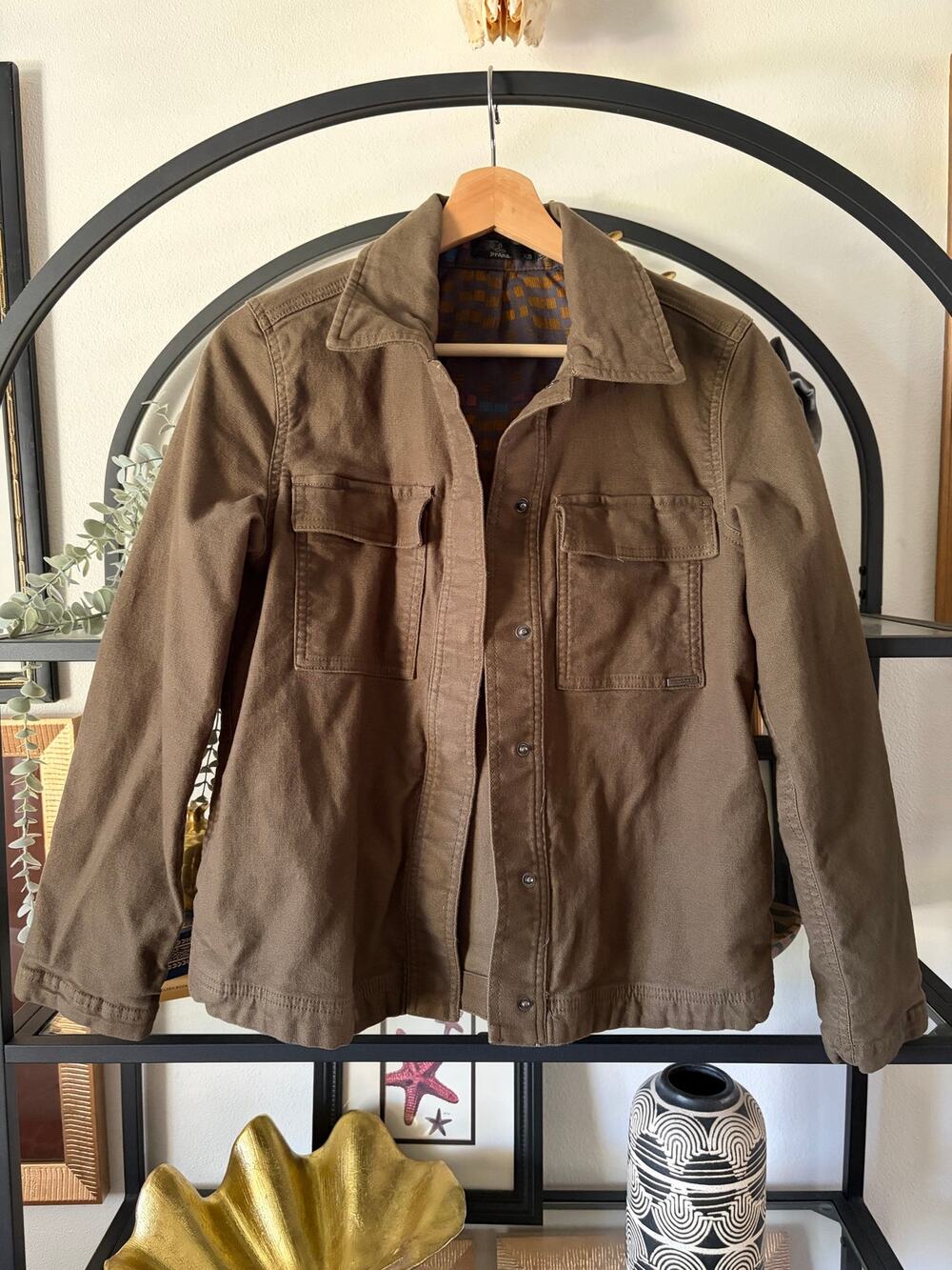 prAna Nikit Jacket Women XS Olive Green Organic Cotton Utility